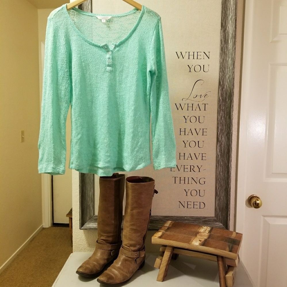 Mint Green Long - Sleeve Sweater.